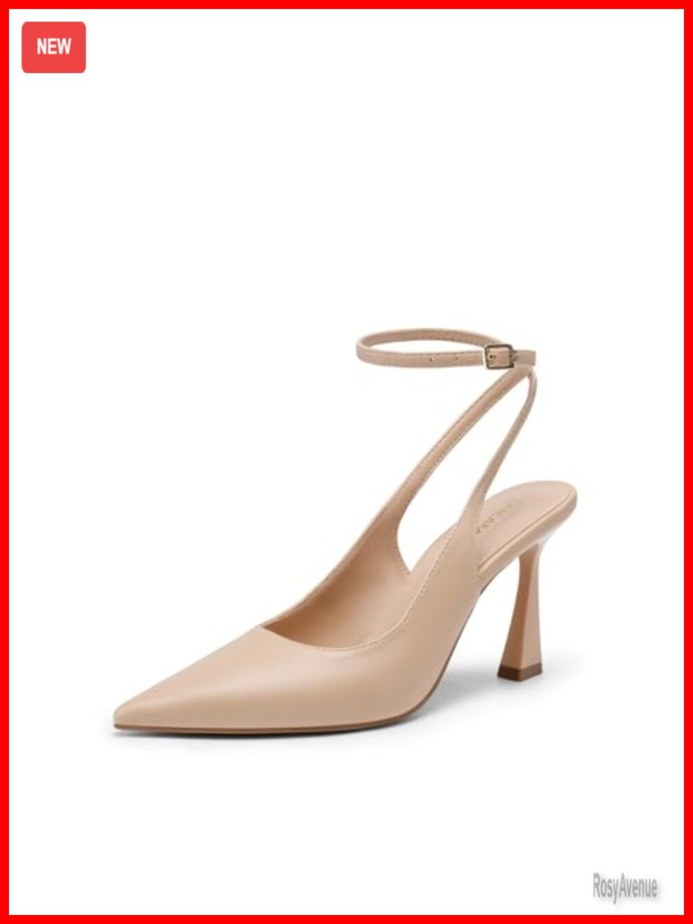 Women's Slingback Pointed Toe High Heel Pumps Faux Leather Dress Shoes